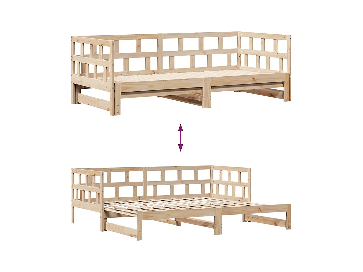 Divano letto con rotelle e cassetti senza materasso 90x200 cm