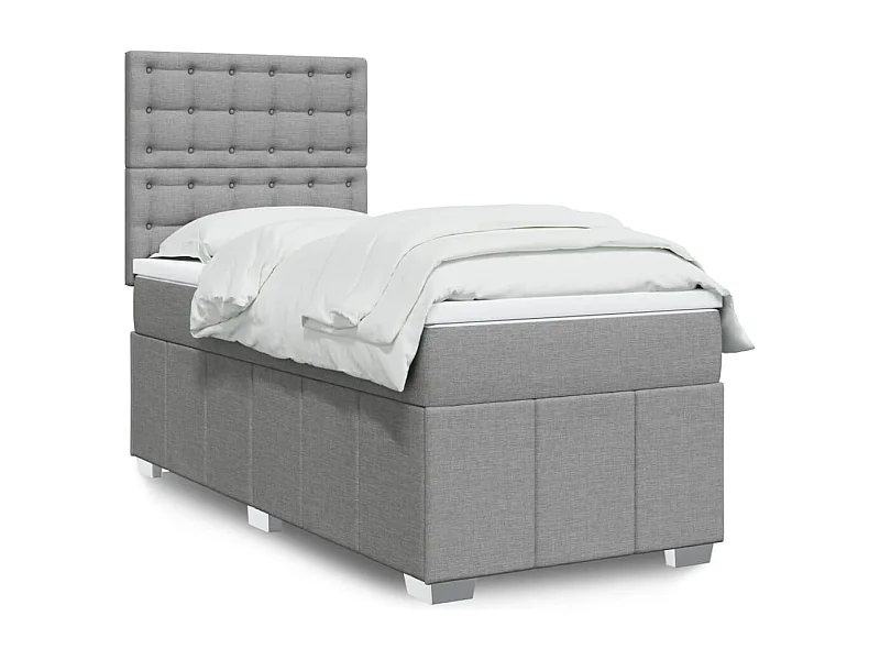 Rete a doghe con materasso grigio chiaro 80x200 cm tessuto