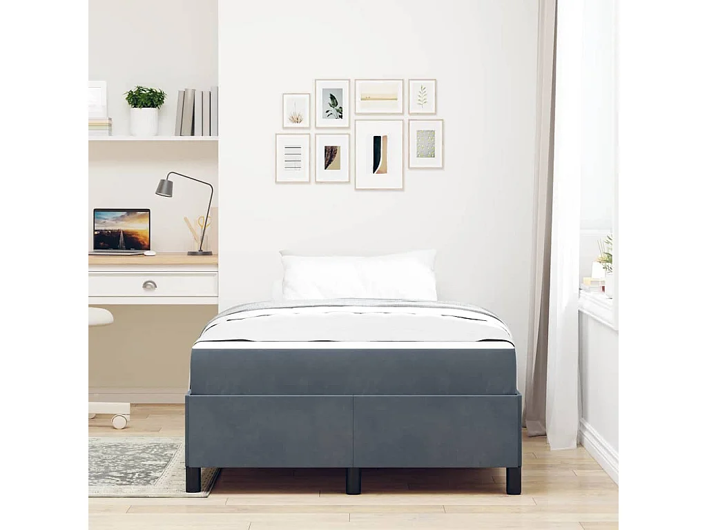 Donkergrijs, grijs en wit bedframe 120 x 200 cm fluweel