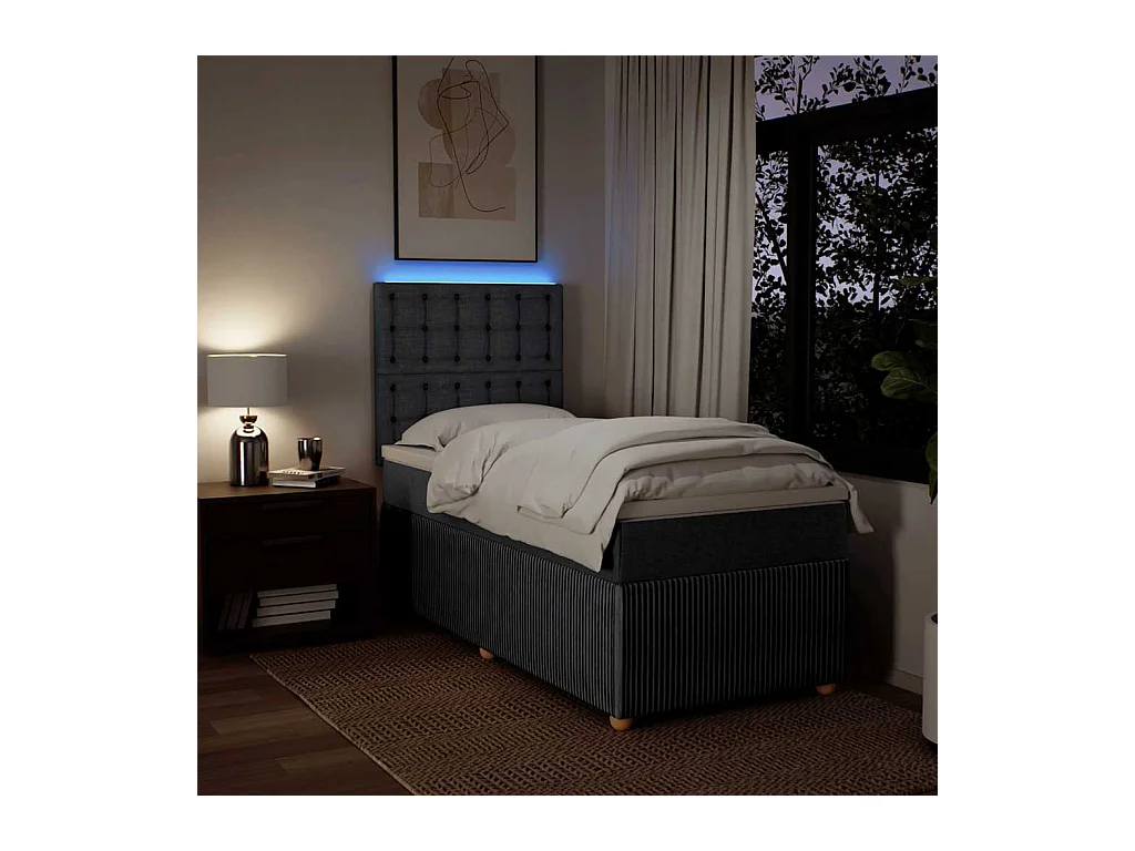 Rete a doghe con materasso Tessuto grigio scuro 90x200 cm