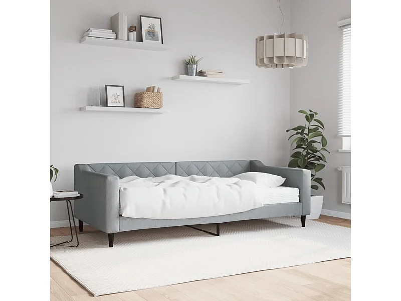Divano letto con materasso grigio chiaro 90x200 cm tessuto
