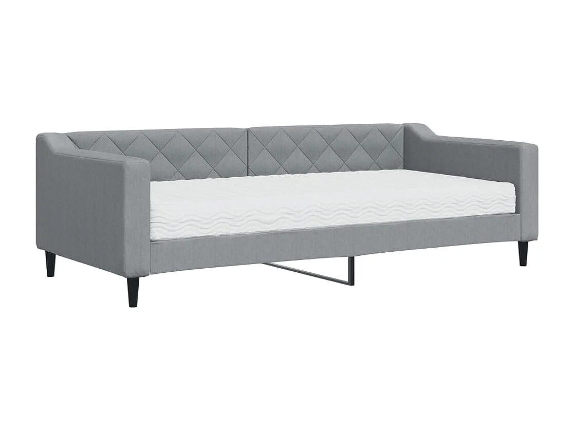 Lit de jour avec matelas gris clair 90x200 cm tissu