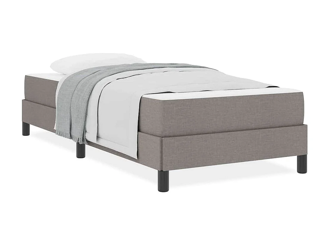 Lit à ressorts avec matelas Taupe 90 x 190 cm tissu