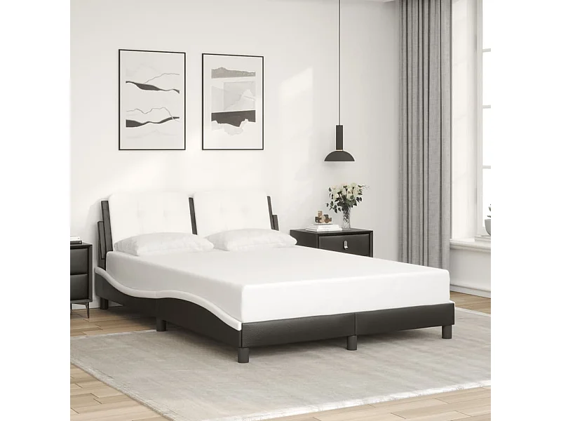 Bedframe zonder matras zwart-wit 140x200 cm kunstleer