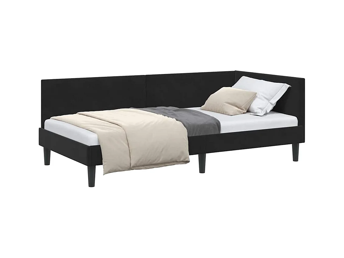 Ander hoekbedframe met hoofdeinde zwart 90 x 200 cm