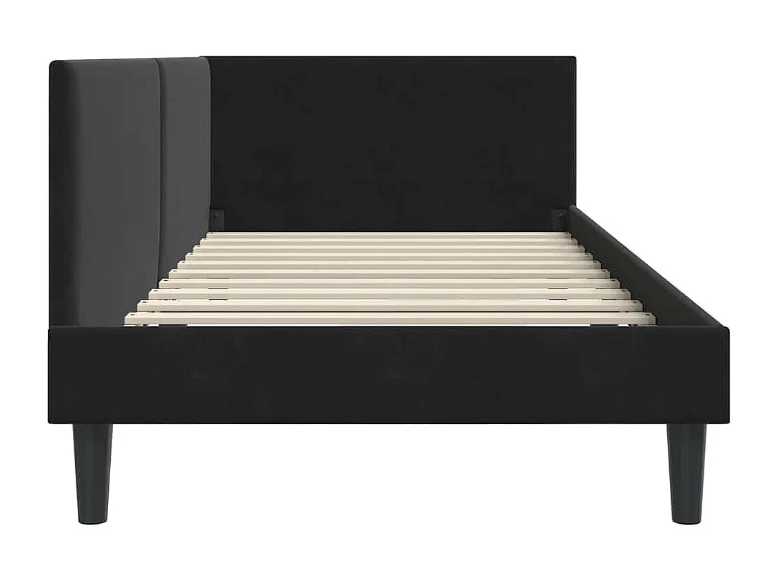 Cadre de lit d'angle Autre avec tête de lit Noir 90 x 200 cm