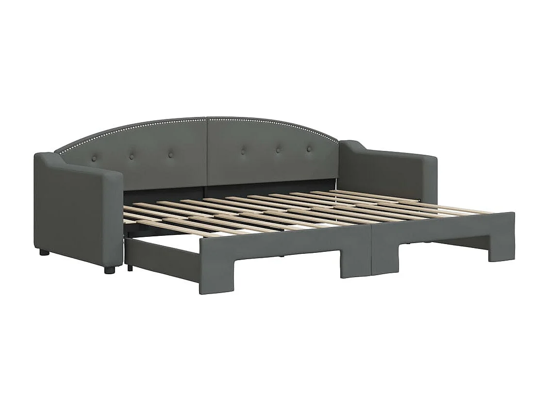 Dagbed met onderschuifbed zonder matras donkergrijs 80x200 cm
