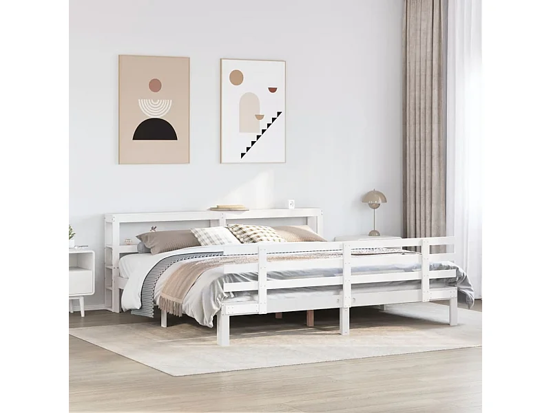 Struttura letto con testiera senza materasso bianco 200x200 cm