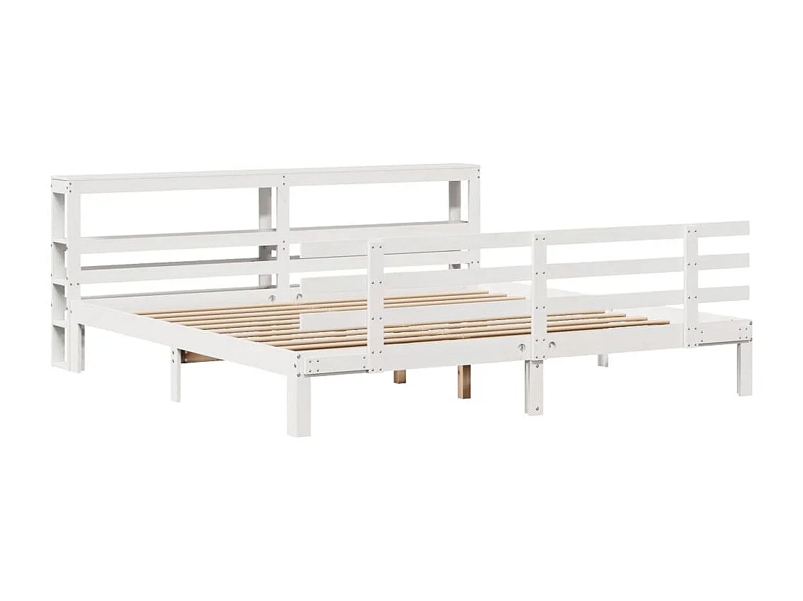 Estructura de cama con cabecero sin colchón blanco 200x200 cm