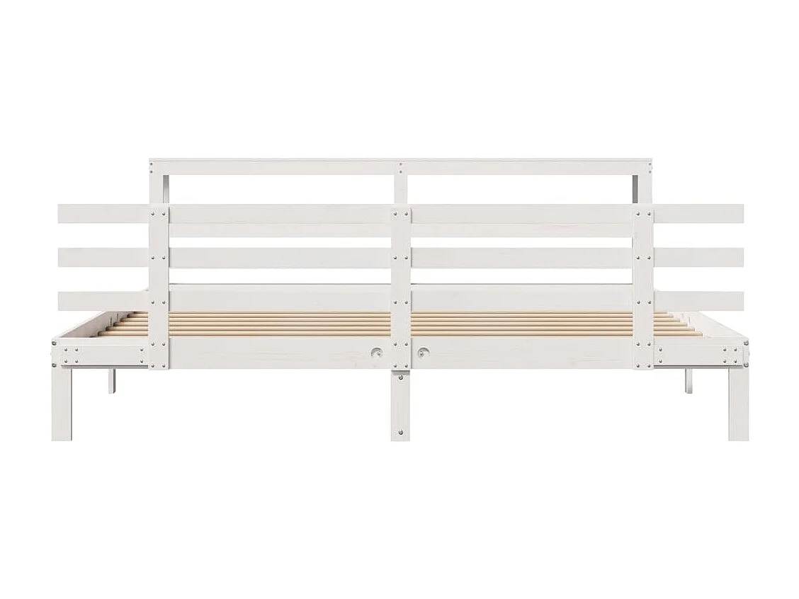 Estructura de cama con cabecero sin colchón blanco 200x200 cm