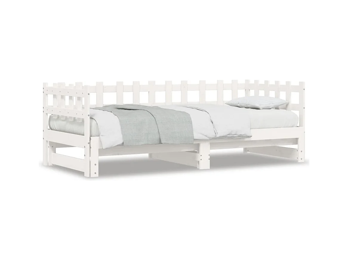 Lit coulissant sans matelas blanc 2x(90x190) cm bois massif