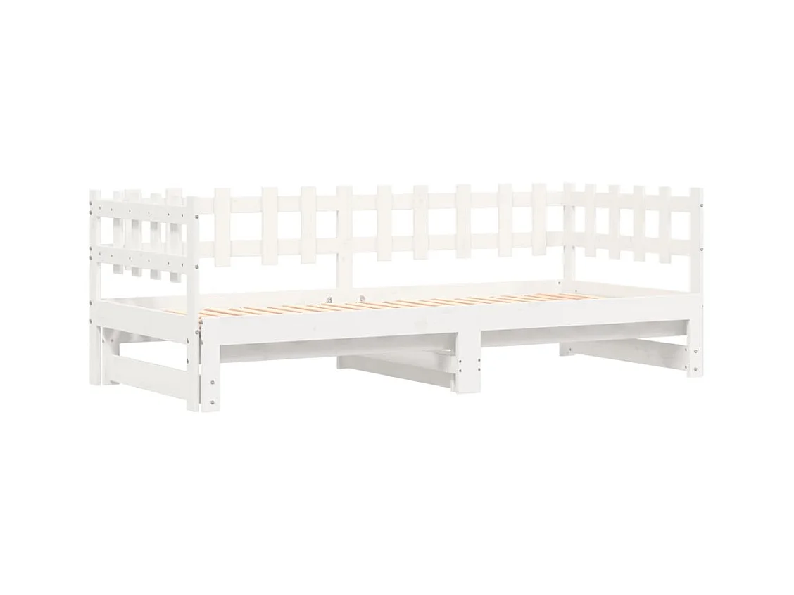 Lit coulissant sans matelas blanc 2x(90x190) cm bois massif