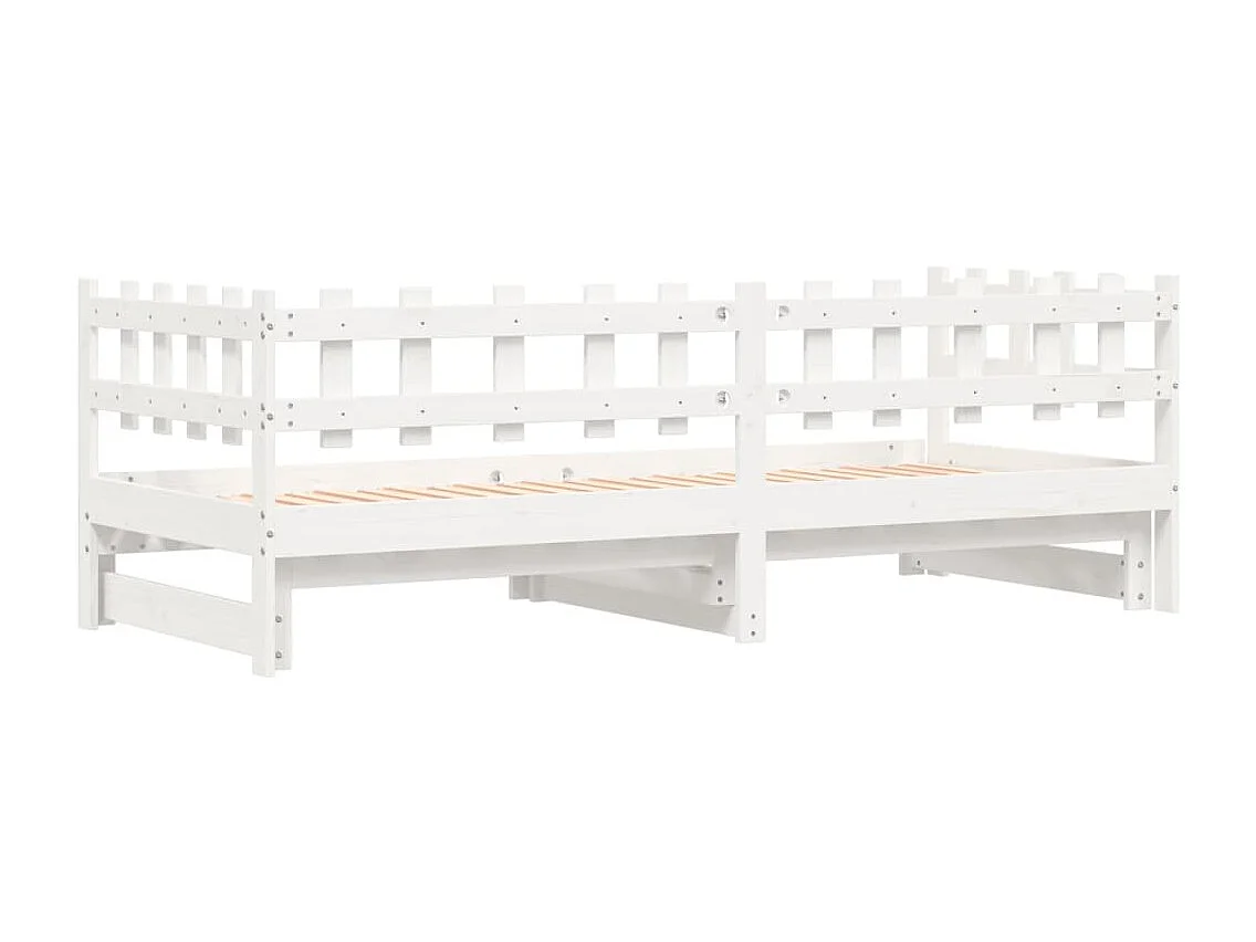 Lit coulissant sans matelas blanc 2x(90x190) cm bois massif