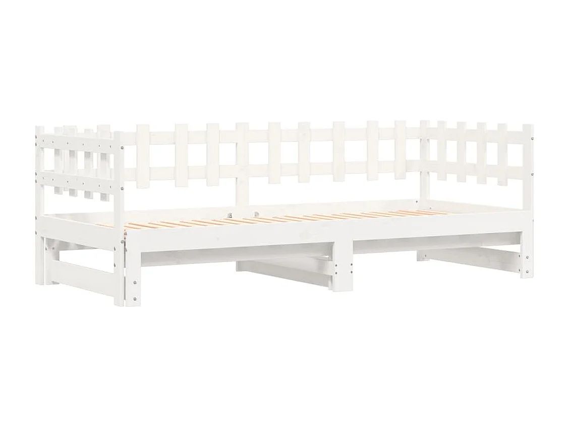 Lit coulissant sans matelas blanc 2x(90x190) cm bois massif