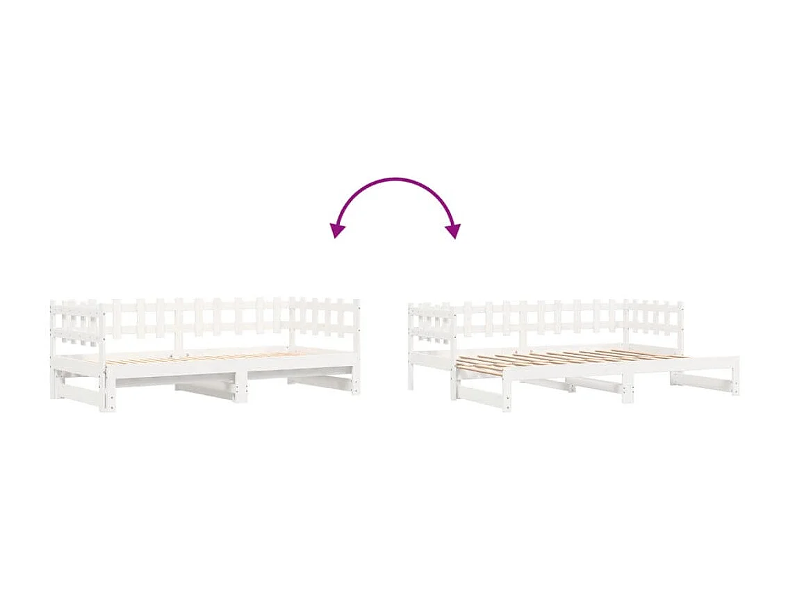 Lit coulissant sans matelas blanc 2x(90x190) cm bois massif