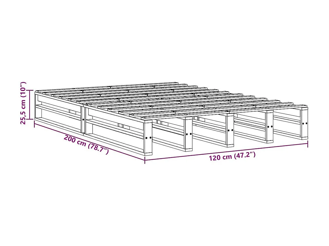 Bedframe zonder matras wit 120x200 cm massief grenenhout