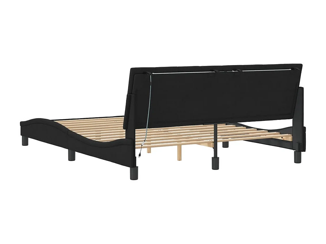 Struttura letto con LED senza materasso nero 160x200 cm velluto