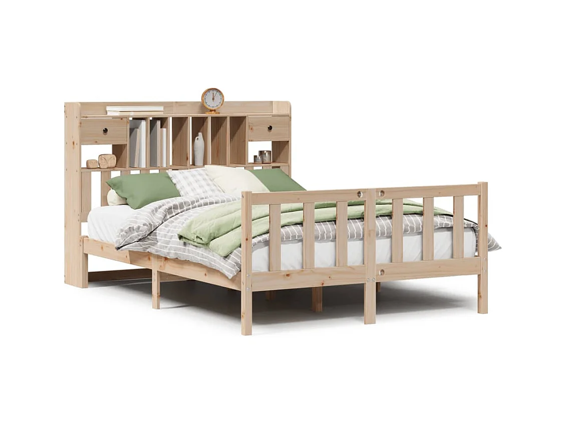 Cama biblioteca sin colchón 140x200 cm madera maciza de pino