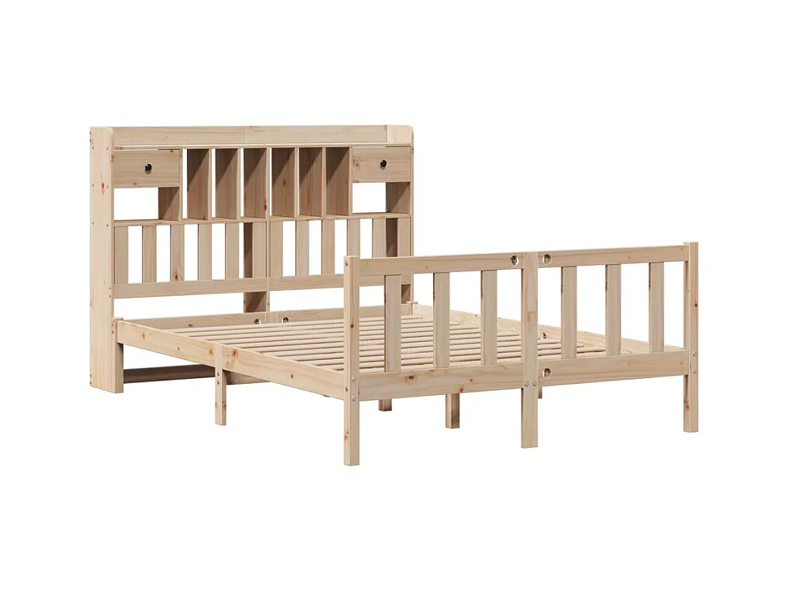 Cama biblioteca sin colchón 140x200 cm madera maciza de pino