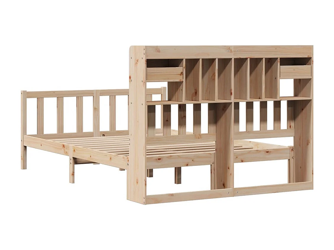 Cama biblioteca sin colchón 140x200 cm madera maciza de pino