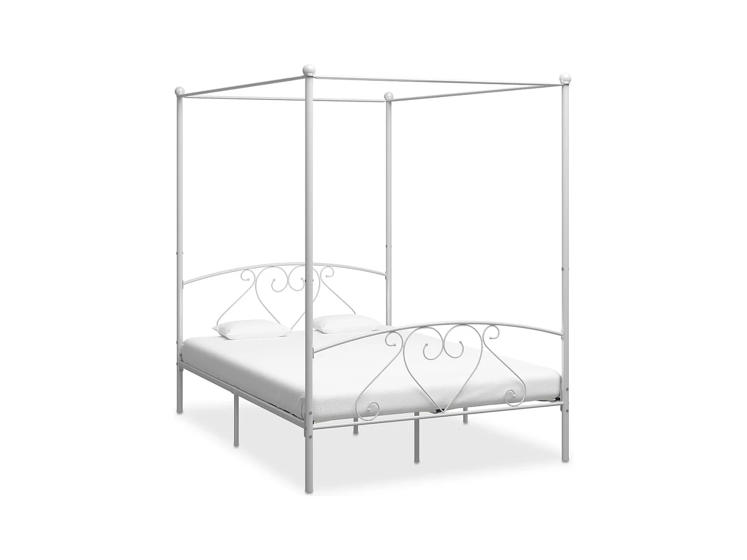 Cadre de lit sans matelas avec baldaquin blanc 140x200 cm métal