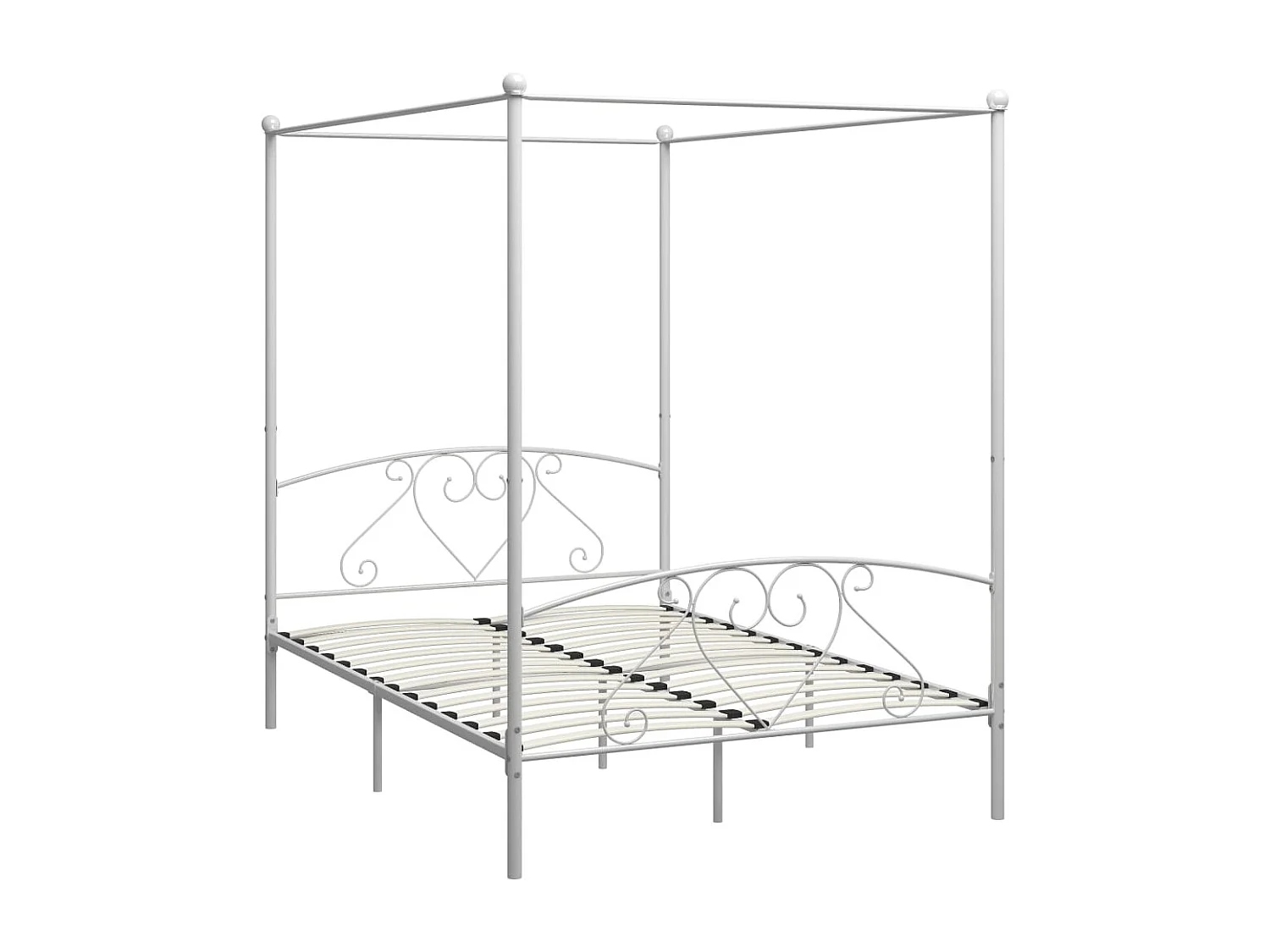 Cadre de lit sans matelas avec baldaquin blanc 140x200 cm métal