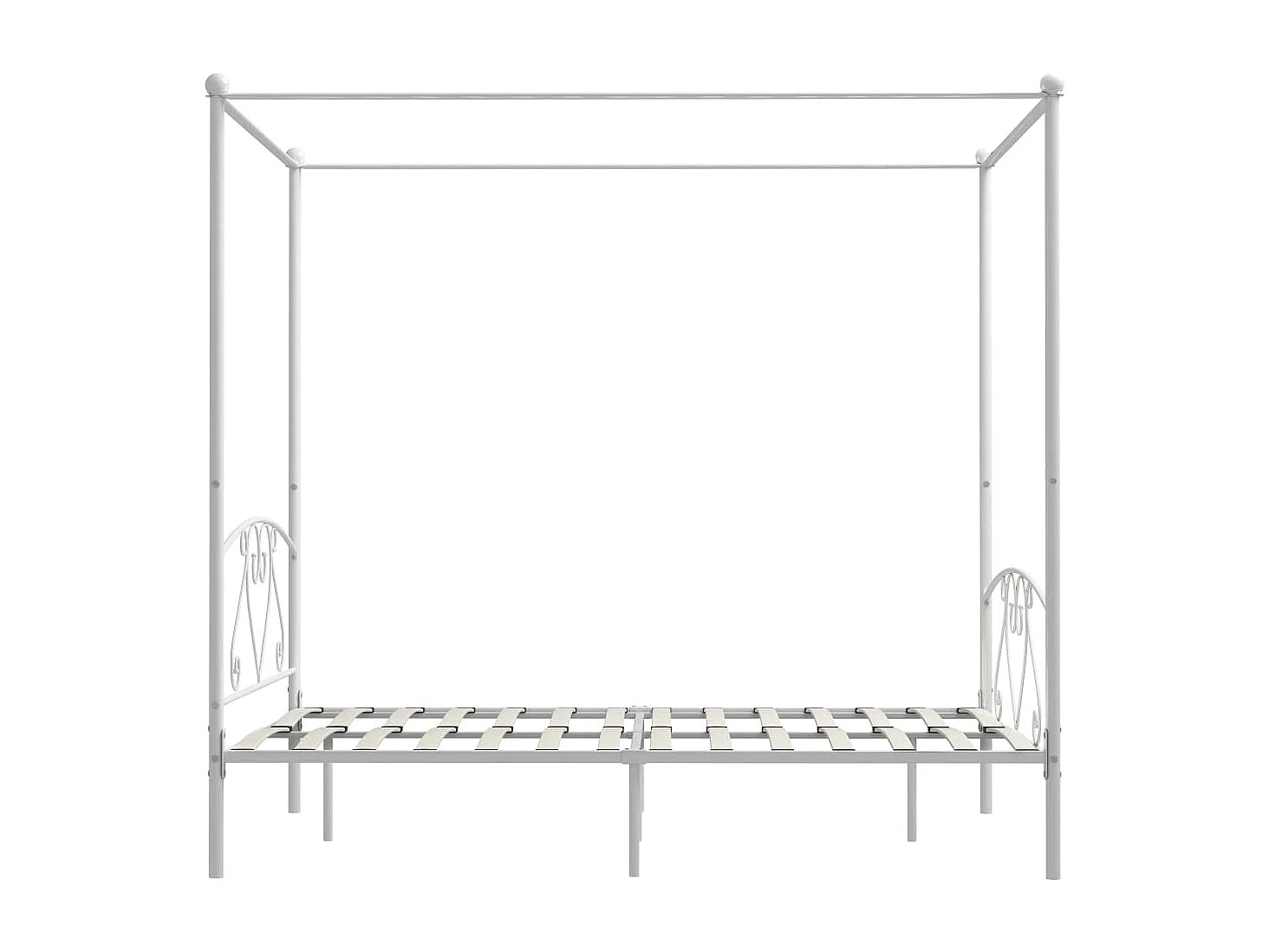 Cadre de lit sans matelas avec baldaquin blanc 140x200 cm métal
