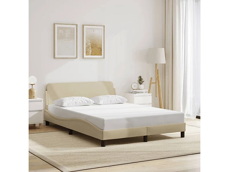 Bedframe zonder matras crème 120x200 cm stof