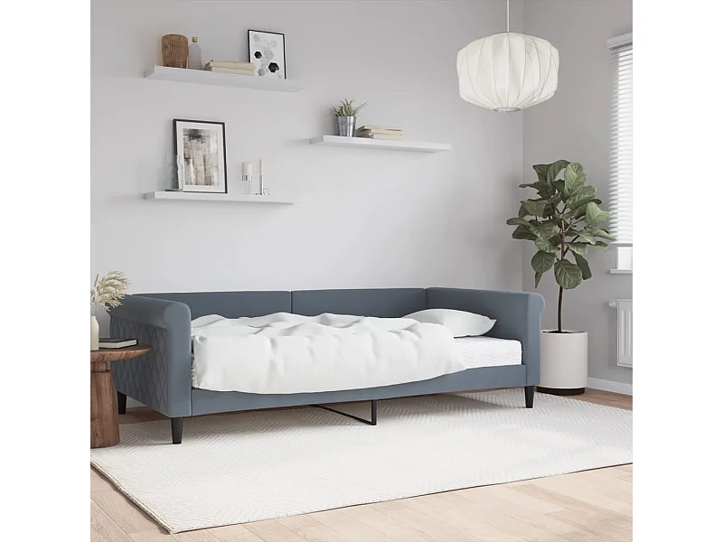 Divano letto con materasso in velluto grigio scuro 100x200 cm