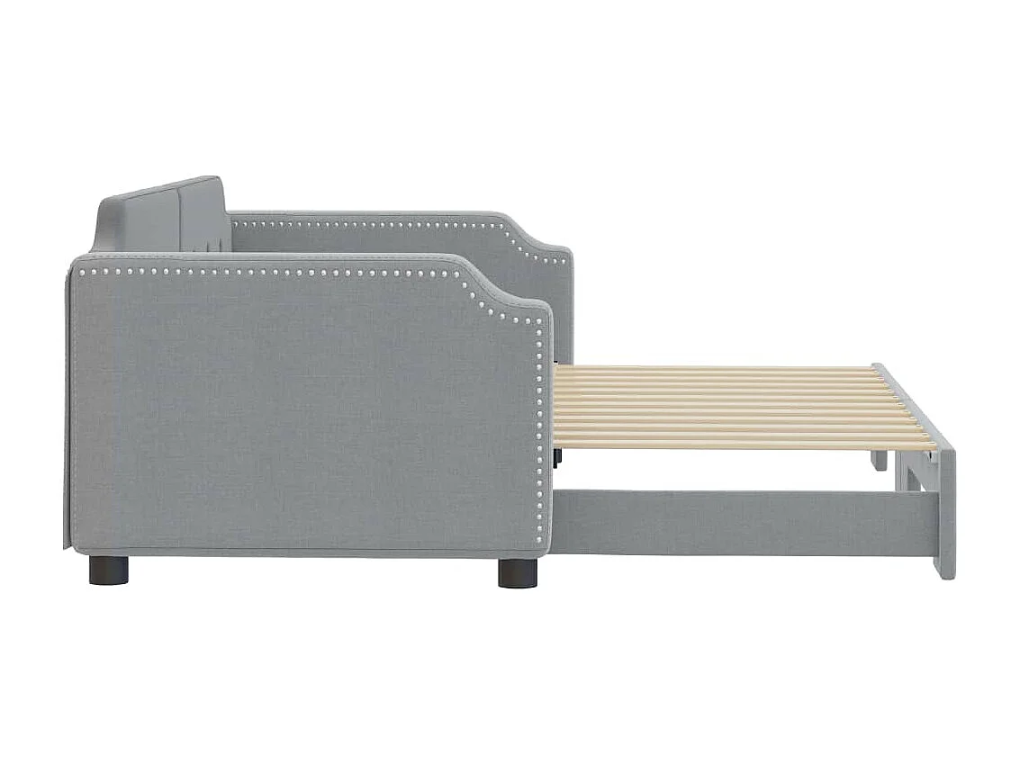 Lit de jour avec gigogne sans matelas gris clair 90x200 cm