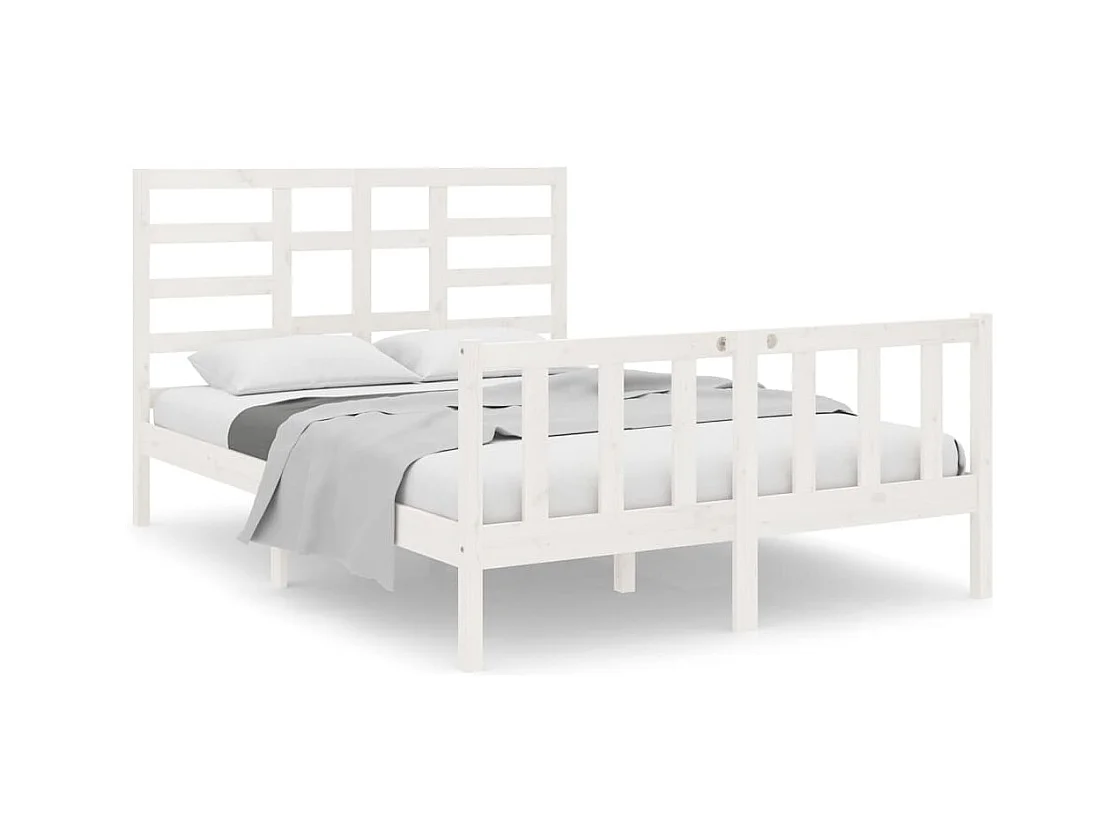 Estructura de cama sin colchón de madera maciza blanca 120x190 cm