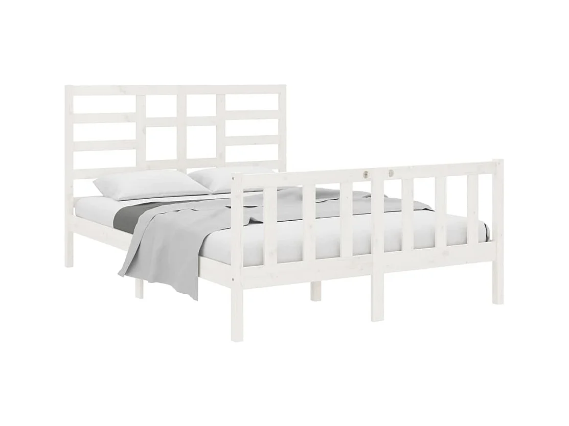 Estructura de cama sin colchón de madera maciza blanca 120x190 cm