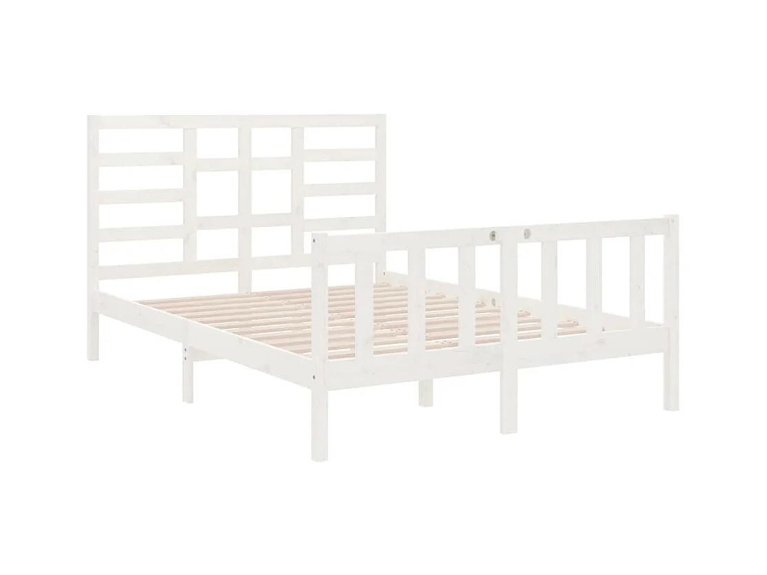 Estructura de cama sin colchón de madera maciza blanca 120x190 cm