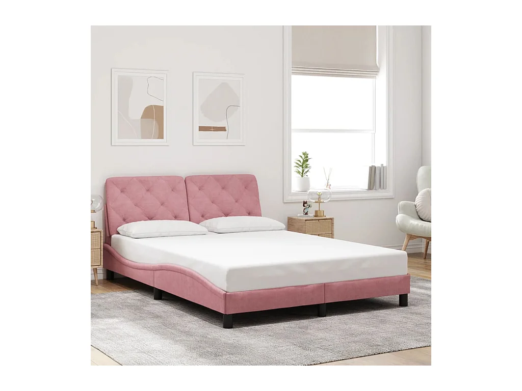 Bedframe zonder matras roze 140x200 cm fluweel