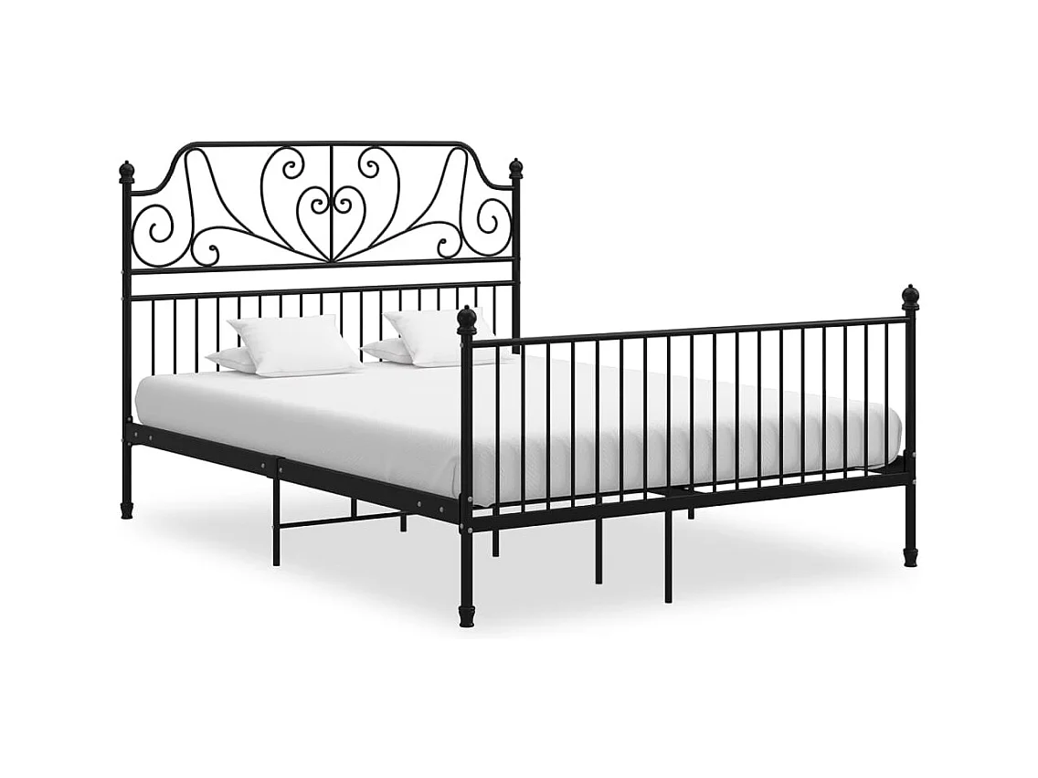 Cadre de lit sans matelas noir métal 160x200 cm