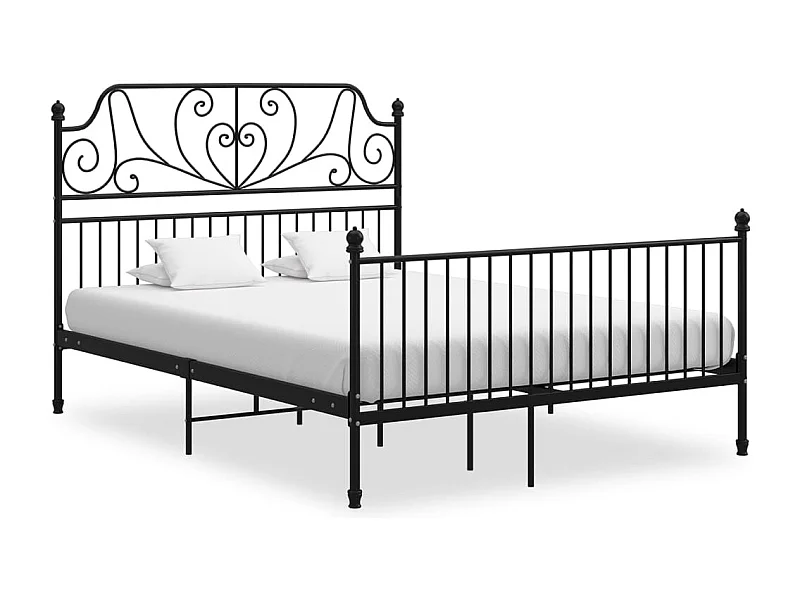 Estructura de cama sin colchón de metal negro 160x200 cm