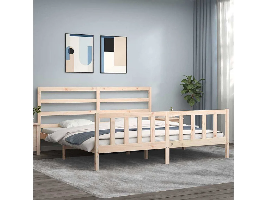 Struttura letto senza materasso 200x200 cm in legno massello di pino