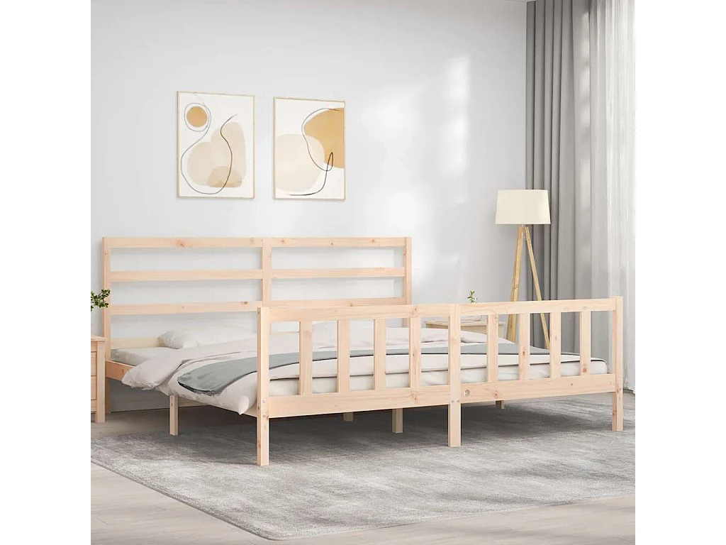 Struttura letto senza materasso 200x200 cm in legno massello di pino