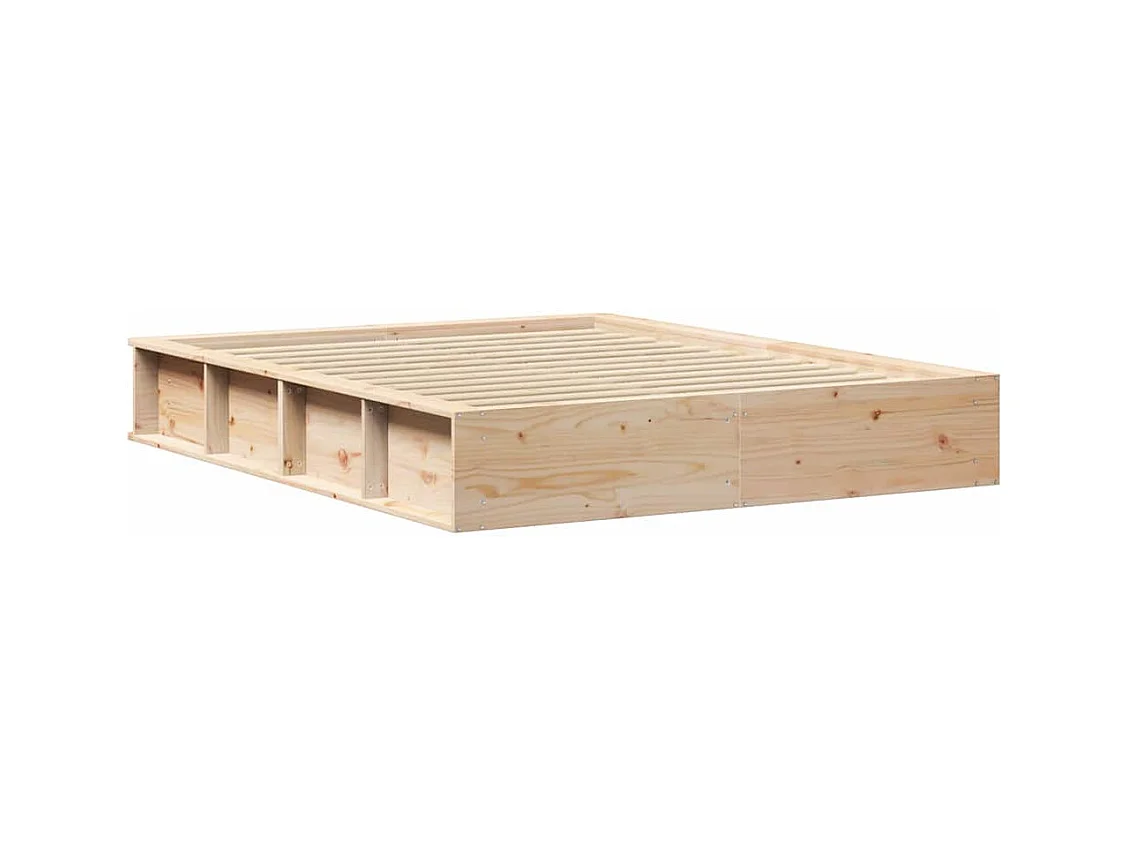 Cadre de lit avec stockage Pin massif 160 x 200 cm Pin massif