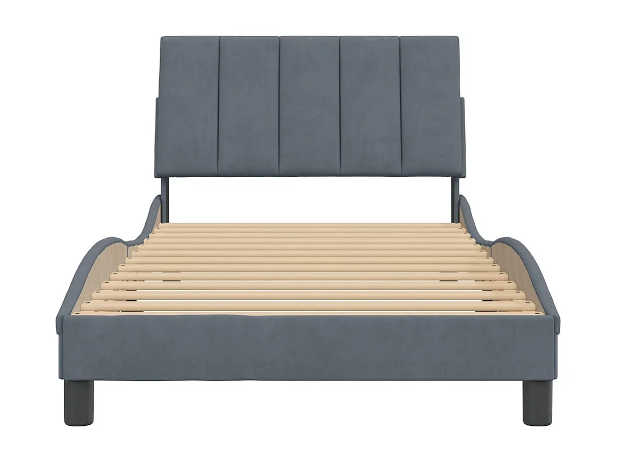 Bettgestell ohne Matratze dunkelgrau 100x200 cm Samt
