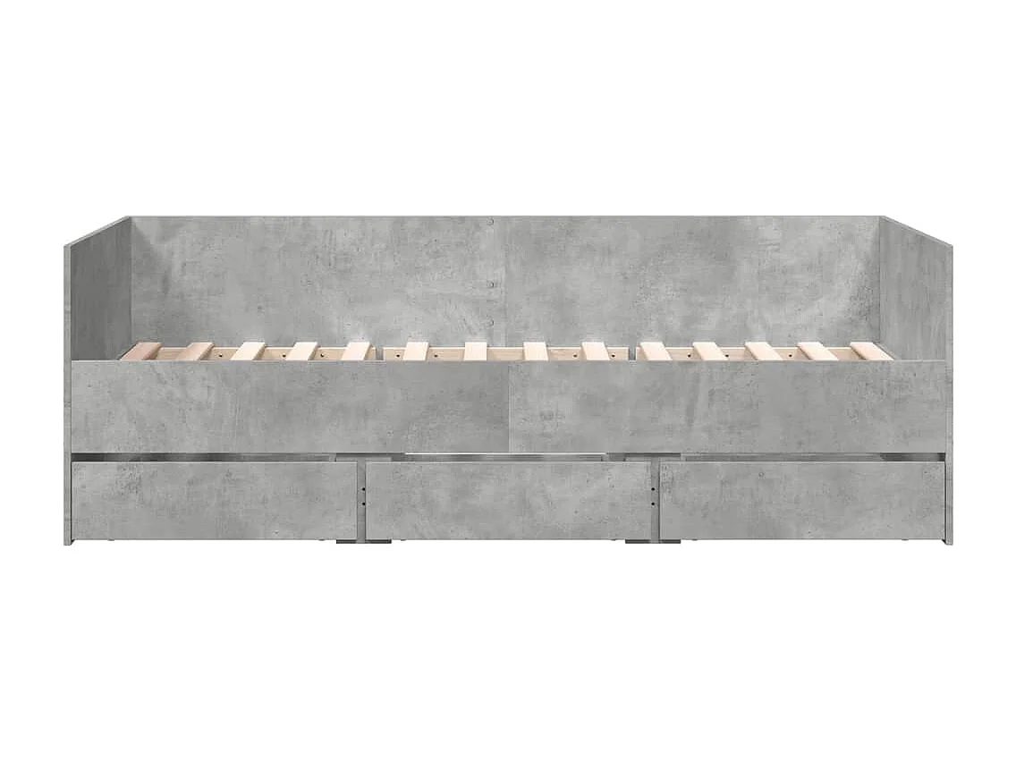 Dagbed met lades zonder matras betongrijs 75x190 cm