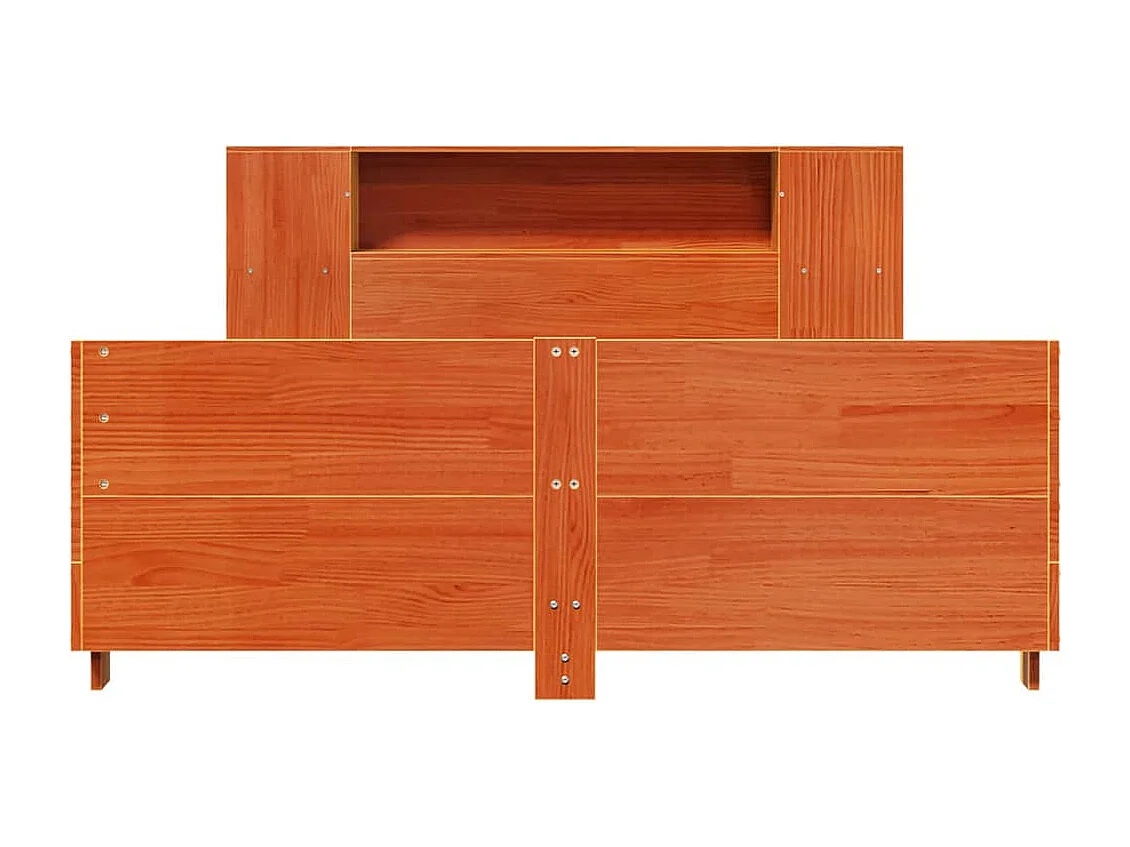 Struttura letto senza materasso, cera marrone, 160x200cm, legno massello di pino