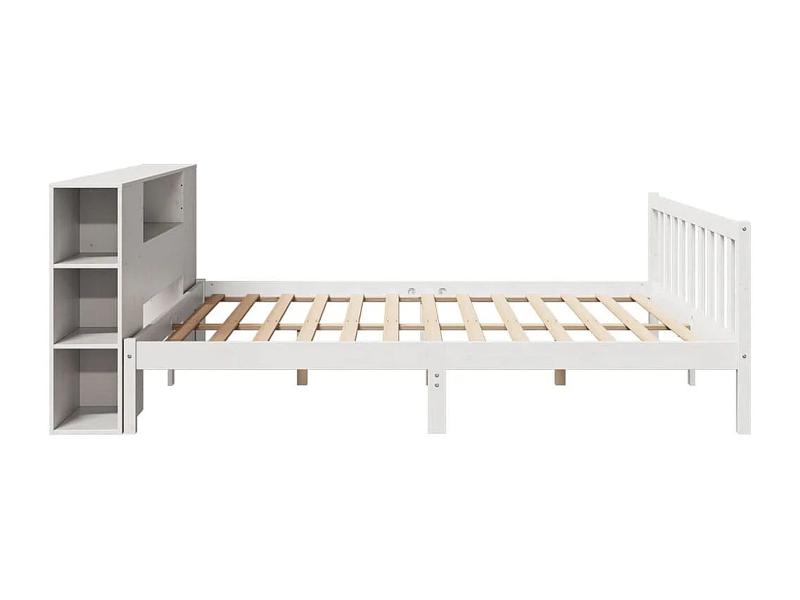 Letto libreria bianco senza materasso 200x200 cm in legno massello di pino