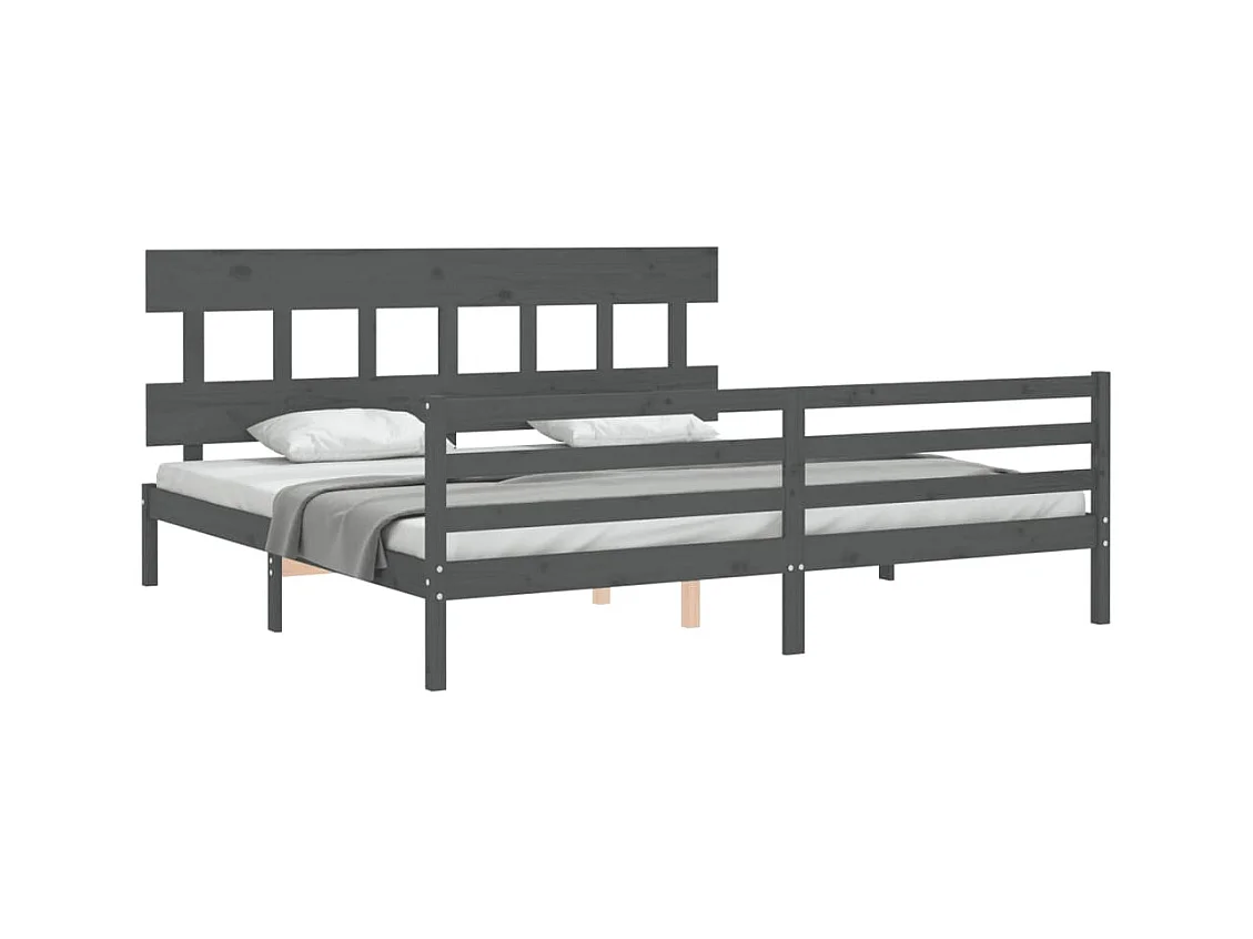 Struttura letto senza materasso grigio 200x200 cm legno massello