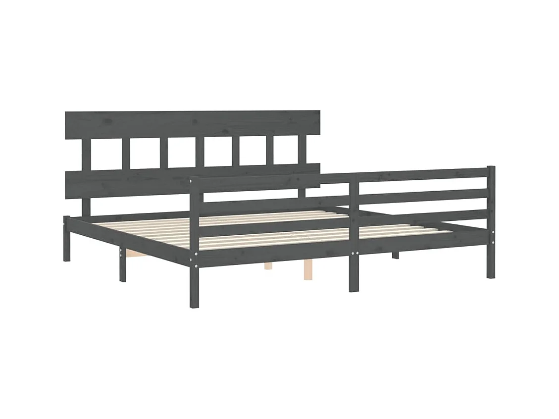 Struttura letto senza materasso grigio 200x200 cm legno massello