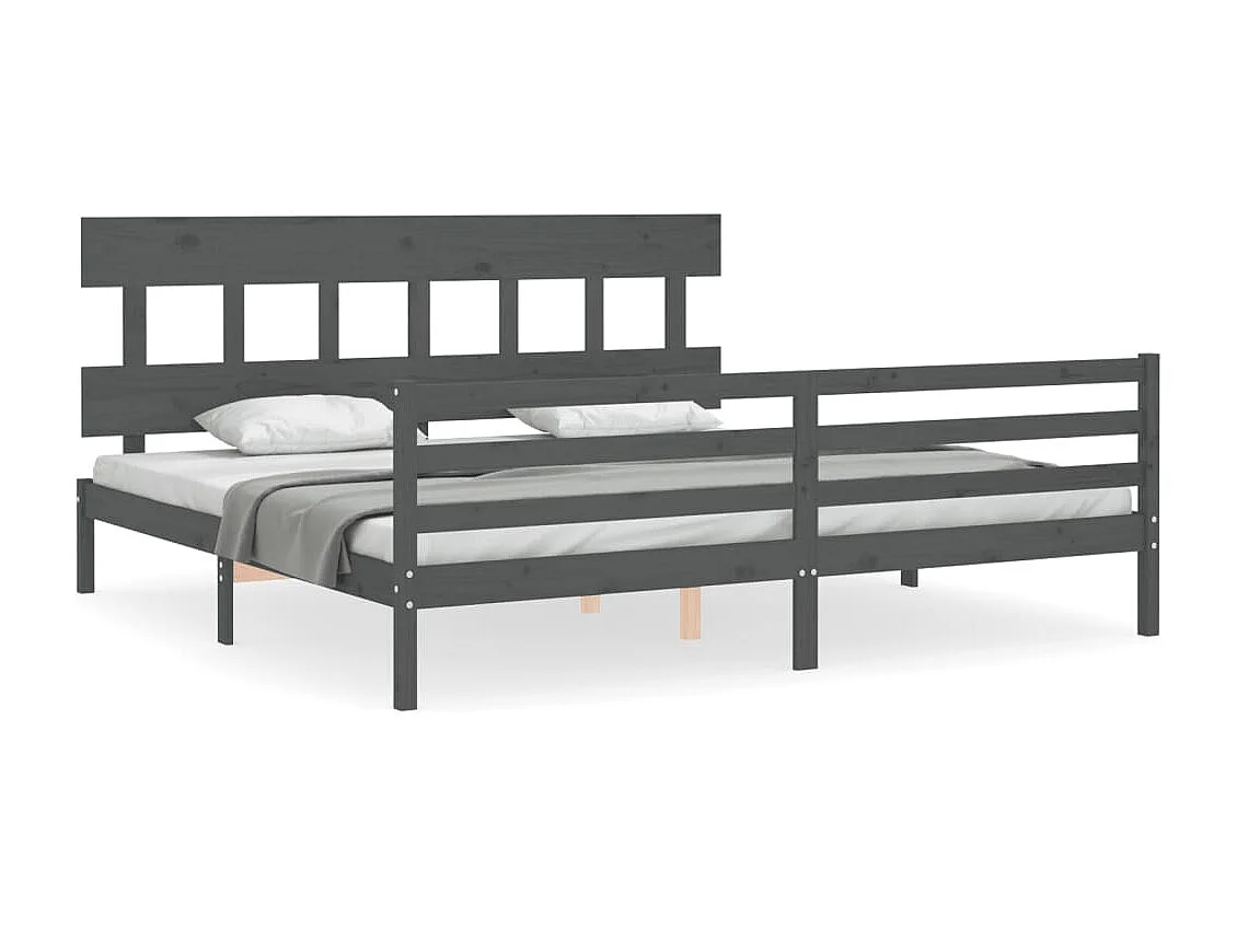 Bedframe zonder matras grijs 200x200 cm massief hout