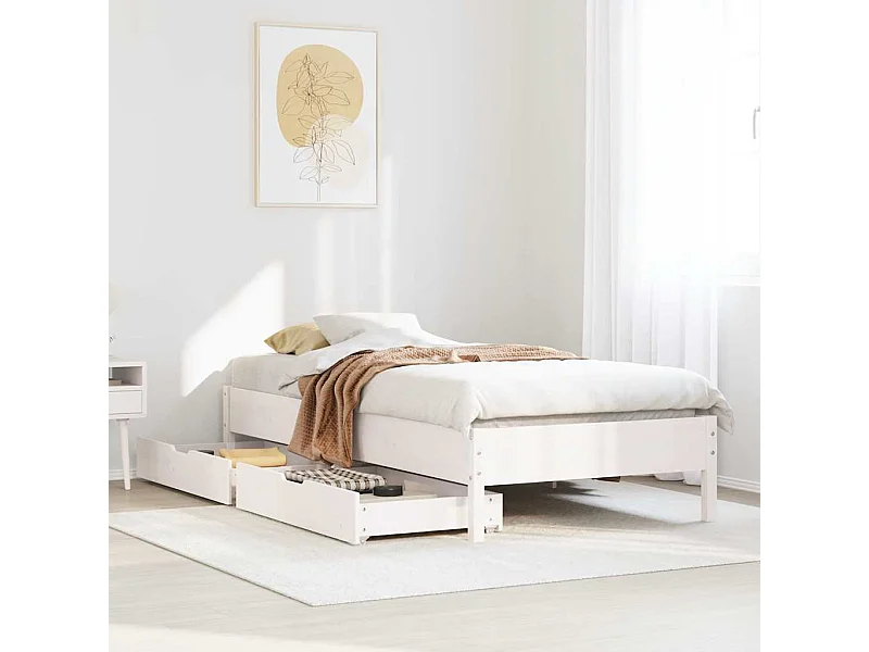 Estructura de cama sin colchón blanca 100x200 cm madera maciza de pino