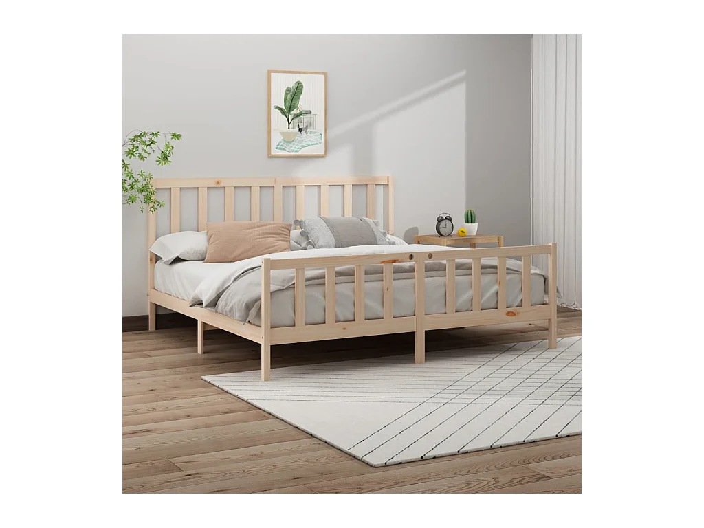 Struttura letto senza materasso 200x200 cm in legno massello di pino