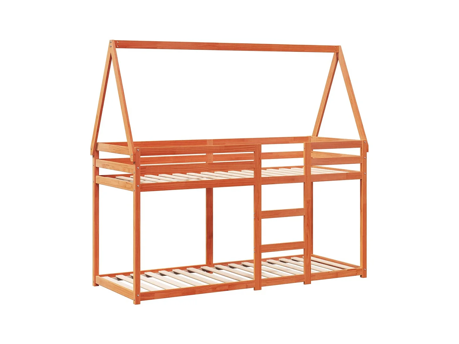 Stapelbed zonder matras bruin gewaxt 80x200 cm massief grenen