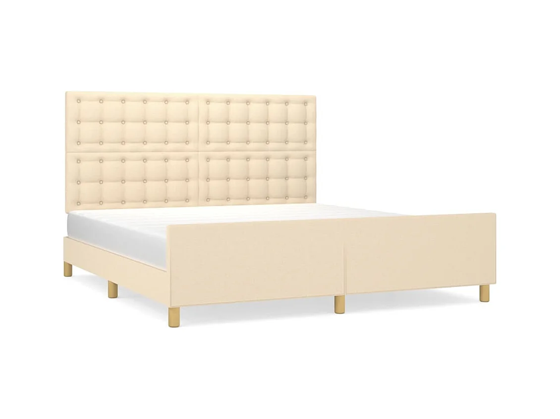 Struttura letto senza materasso tessuto crema